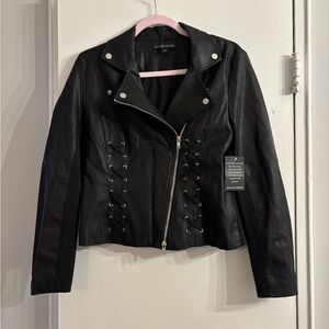 New Women’s Vegan Leather Black Boston Proper Moto Jacket 8